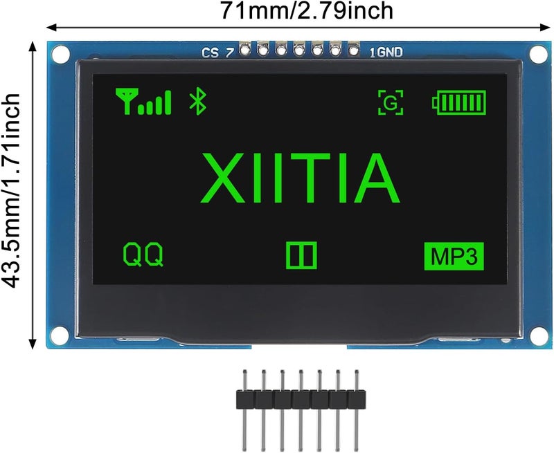 XIITIA 2pcs 2.42 inch 128x64 OLED LCD Display Module SSD1309 7 Pin SPI/IIC I2C Serial Interface for Arduino UNO R3 (Green Light) - Image 3